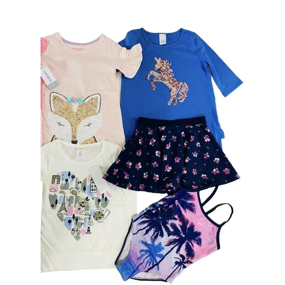 NEW‎ Girl’s Size 4 Short Sleeve 12 PIECE MIXED CLOTHING LOT Gymboree, Gap etc.
